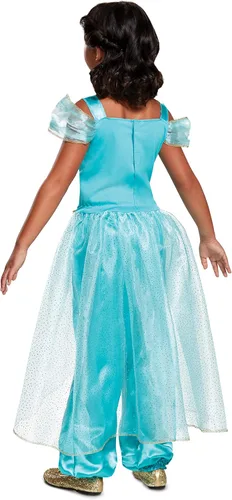 Vista 2 de Disfraz de jazmín para niñas de Aladdin Live Action Deluxe Color verde azulado