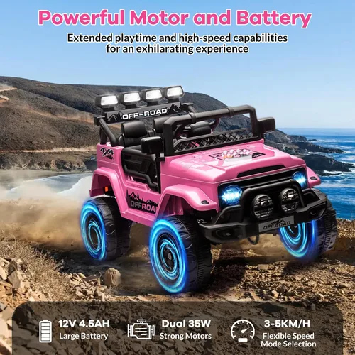 Vista 4 de GarveeLife Juguete de paseo para niños de 37 a 96 meses, camión eléctrico con velocidad máxima de 5 MPH, control remoto, pedal de acelerador