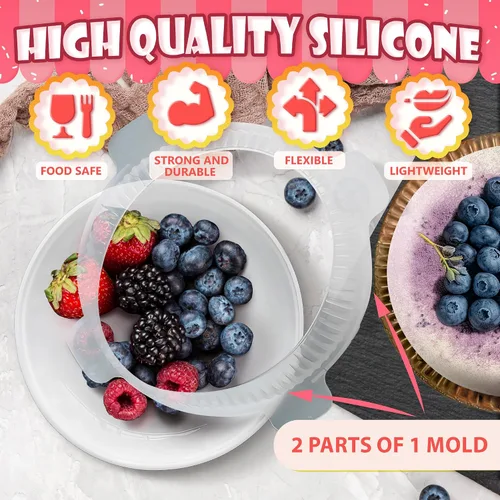 Vista 3 de Molde de silicona para mousse, molde redondo de silicona para tartas de 7.5 pulgadas de diámetro (capacidad de 33.5 onzas), fácil de usar