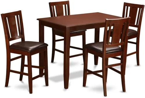Vista 10 de HomeStock Juego de mesa de cocina de 5 piezas para 4 personas, incluye una mesa de comedor rectangular con hojas y 4 sillas Parson de tela de lino