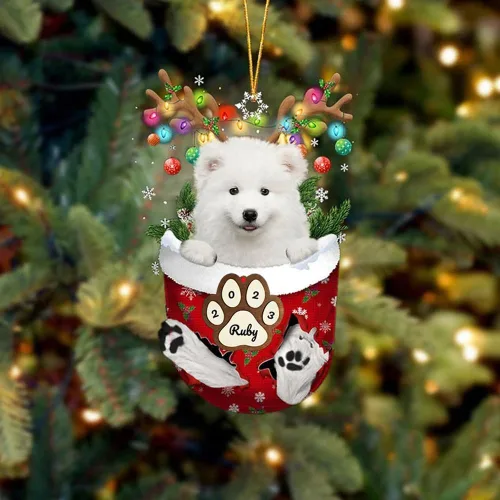 Vista 79 de Adornos personalizados de Pug cervatillo – Decoración personalizada para árbol de Navidad con patas de bolsillo de nieve