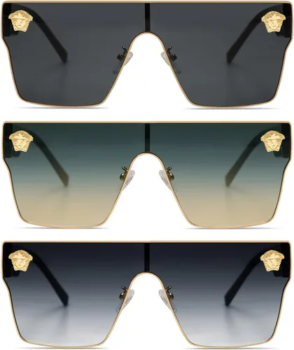 Vista 4 de Allarallvr Gafas de sol cuadradas de gran tamaño para mujeres hombres vintage de moda clásica gafas de sol de sol para mujer AR82087