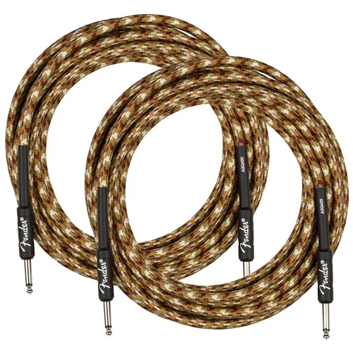 Vista 11 de Fender Cable de instrumentos de lujo de 10 pies, ángulo recto, tweed negro, paquete de 2