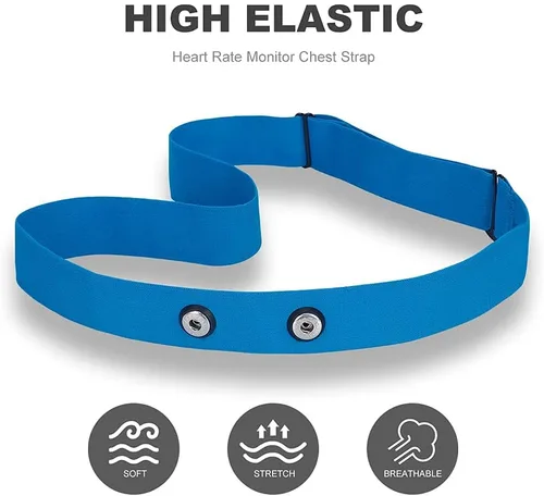Vista 4 de Paquete de 2 correas de pecho de repuesto para monitor de frecuencia cardíaca mediana (azul y rosa), correa de pecho ajustable suave para Polar H7