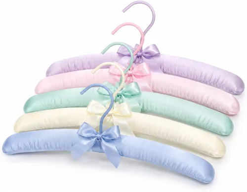 Vista 15 de Paquete de 10 perchas acolchadas de satén para ropa de mujer, perchas antideslizantes de tela de esponja para ropa, percheros para suéter, abrigo