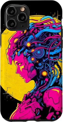 Vista 27 de Funda estilo anime futurista Cyberpunk para iPhone 16 Robot Woman