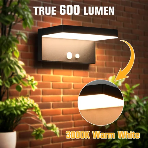 Vista 9 de Luces Solares con Sensor de Movimiento para Exteriores, 2 Unidades - 600 Lúmenes, 3 Modos, IP44, Impermeables, Luz de Pared Solar de Aluminio