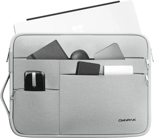 Vista 8 de Omnpak - Funda para laptop de 13 pulgadas para MacBook Air/Pro M5-M1/MacBook Neo con bolsillos y asa lateral, funda protectora resistente al agua