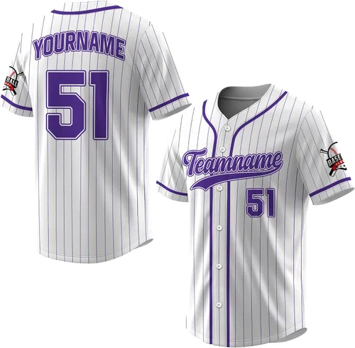 Vista 15 de Camiseta de béisbol a rayas personalizadas con logotipo de número de nombre para hombres, mujeres, jóvenes, niños, camiseta de uniforme