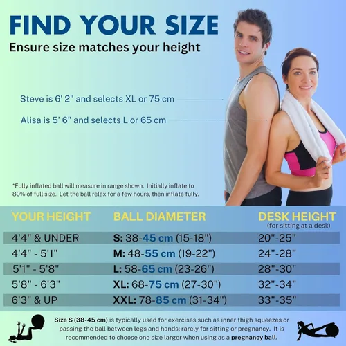 Vista 4 de ProBody Pilates Pelota de yoga - Pelotas de ejercicio, varios tamaños, para estabilidad, embarazo, entrenamiento y terapia física