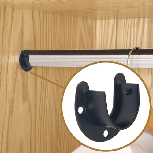 Vista 6 de 2 piezas de enchufe de varilla de acero inoxidable resistente, soporte para armario, soporte de barra de brida, soportes de extremo de barra