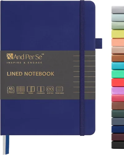 Vista 44 de ⩓ Per Se Cuaderno de Diario con Líneas (3 Paquetes), 160 Páginas Papel Grueso 100GSM, A5 Tapa Dura Cuadernos con Rayas Universitarias para Escribir