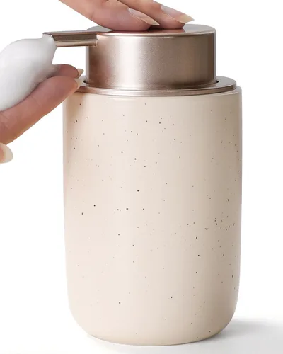 Vista 14 de BosilunLife Dispensador de jabón de espuma – Dispensador de espuma de cerámica para lavado de manos para baño, dispensador de jabón pequeño moderno