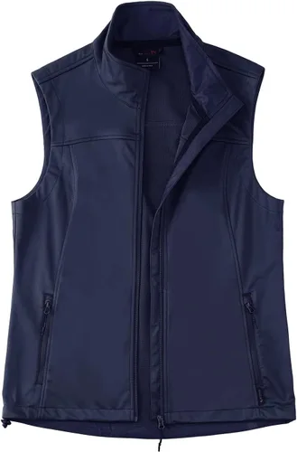 Vista 3 de BALEAF Chaleco ligero Softshell sin mangas para mujer, resistente al viento, cuello alto con bolsillos con cremallera, correr, senderismo, golf