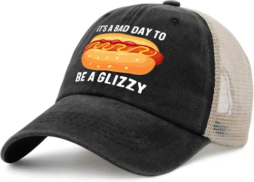 Vista 2 de It's A Bad Day to Be A Glizzy Hat Trucker Hat - Gorra de malla vintage para mujer para el verano, AllBlack1