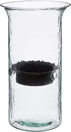 Vista 3 de first of a kind Portavelas de cristal con inserto de metal rústico perfecto como centro de mesa de 4 pulgadas de alto, transparente