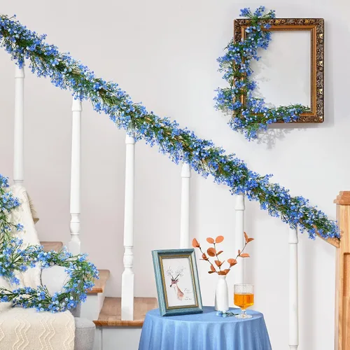 Vista 5 de Dolicer Guirnalda de flores artificiales para el aliento del bebé, 2 Azul