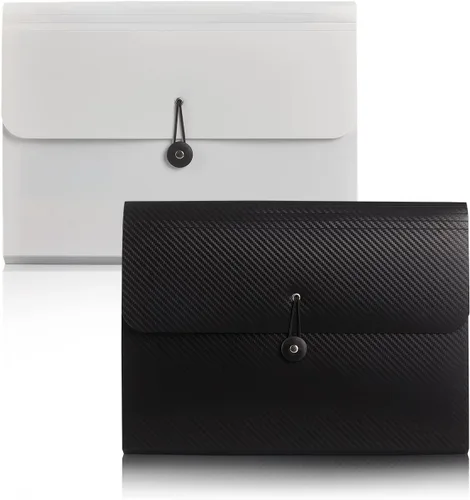 Vista 20 de Carpeta de archivos expandible con 13 bolsillos, carpeta de archivo de acordeón para documentos, organizador estético de papel negro
