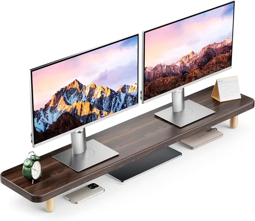 Vista 11 de Soporte Dual para Monitor - Elevador de Soporte para Monitor de Madera Grande de 39 Pulgadas, Soporta 220 libras Soporte Ultra Fuerte para 2