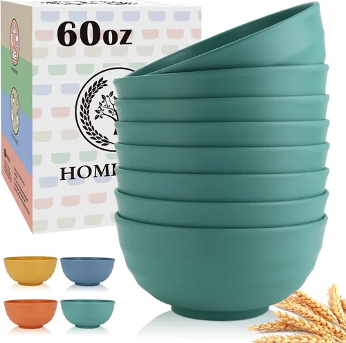 Vista 10 de Homienly Juego de 6 boles irrompibles de fibra de paja de trigo, aptos para microondas y lavavajillas, alternativa reutilizable a los boles