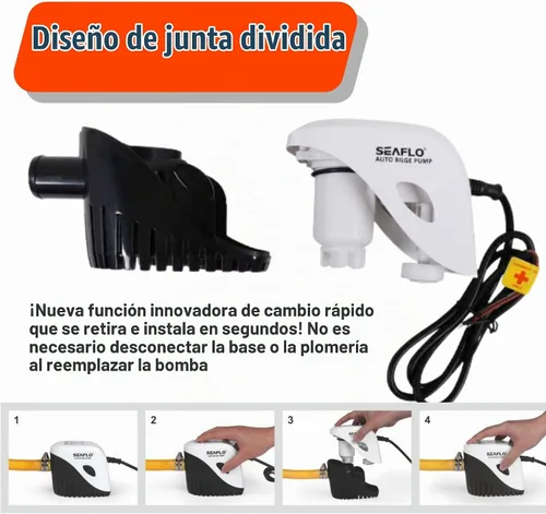 Vista 5 de Seaflo, bomba de agua autosumergible automática para barco de sentina de 12 V 750 ghp con interruptor sumergible