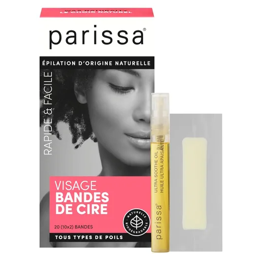 Vista 2 de Parissa Tiras de cera facial y labial: depilación facial para labio superior, barbilla y mandíbula, suaves para pieles sensibles, listas para usar