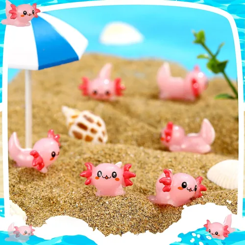 Vista 5 de 24 piezas de mini ajolote rosa figura de resina en miniatura de ajolote diminutos figuras de animales adornos, mini figuras de animales para ocultar