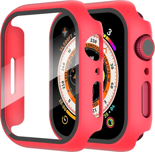 Vista 18 de Diruite Juego de 2 fundas para Apple Watch Series 3/2/1 de 38mm, protector de pantalla de vidrio templado ultradelgado de todo alrededor para iWatch