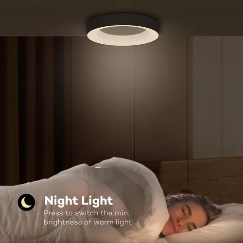 Vista 7 de Annaror Lámpara de Techo LED RGB de Montaje al Ras con Control Remoto, Luminaria de Techo Negra de 11 Pulgadas 24W, Color de Luz Cambiable