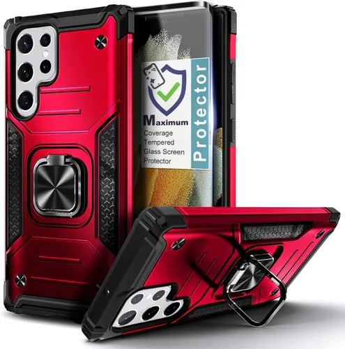 Vista 10 de NZND Funda diseñada para Samsung Galaxy S21, color negro, con protector de pantalla, protección de cuerpo completo a prueba de golpes