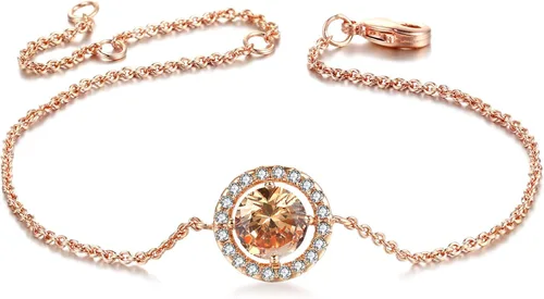 Vista 4 de TENGTENGFIT Cubic Zirconia Round Halo Necklace Bracelet Earrings Fashion Jewelry Set for Women Wedding Jewelry for Brides & Bridesmaids 14K