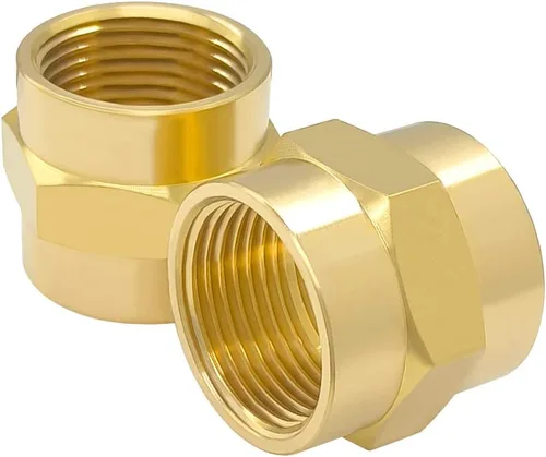 Vista 11 de Hooshing 2 unids 1/2 "x 1/2" NPT acoplador hembra de latón sólido hexagonal pezón acoplamiento de tubería