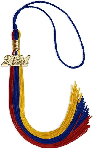 Vista 40 de Endea - Borla de graduación de triple color con gota de fecha dorada (negro/dorado/granate, 2020)