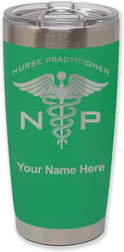 Vista 7 de LaserGram NP Nurse Practioner - Vaso aislado al vacío de 20 onzas, grabado personalizado incluido (negro)