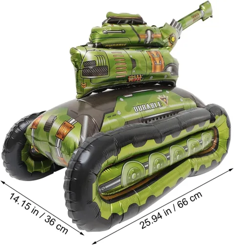 Vista 3 de Toddmomy Globos de papel de aluminio con diseño de tanque militar, globos de camuflaje, globos de construcción, globos inflables para decoraciones