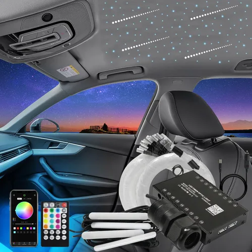 Vista 11 de AKEPO Kit de luces de fibra óptica 3 en 1 con control de aplicación, luz de estrella, estrella fugaz+sincronización de música activada debajo