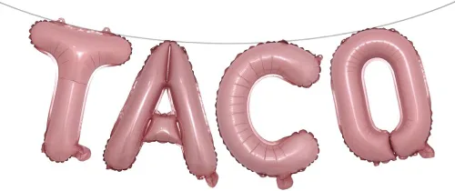 Vista 9 de Fiesta Party Balloons Supplies Taco Balloons Mexican Cinco De Mayo Party Decorations Mylar Foil Balloons Fiesta Party Decorations (L TACO Gold)