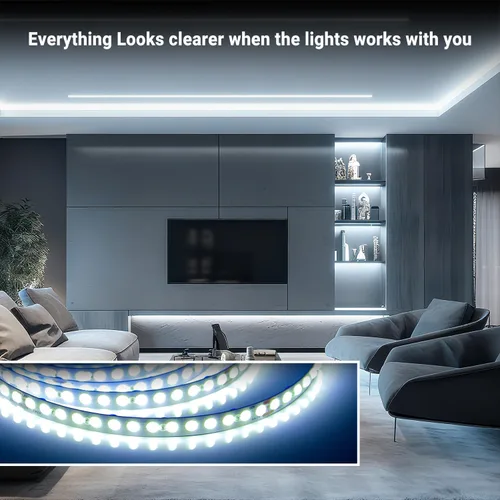 Vista 2 de DAYBETTER 16.4FT Tira de luces LED COB regulable, luces LED de alta luminosidad, 6500K blanco brillante de luz diurna, 24V, 140 LEDs, cinta LED