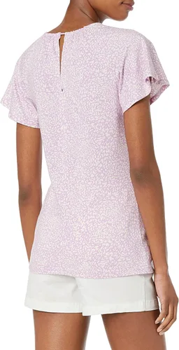Vista 2 de Camiseta de cuello redondo abierto con manga casquillo y ajuste clásico para mujer