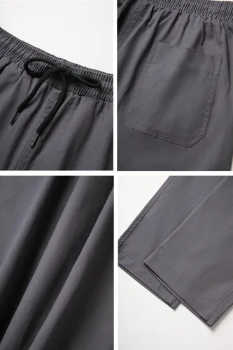 Vista 6 de THWEI Pantalones cargo para hombre, casuales, con cordón, de algodón, pantalones de trabajo al aire libre