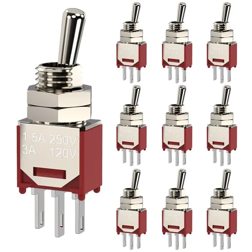 Vista 12 de Interruptor de palanca AC 5A/125V 2A/250V 3 pines On/On 2 Posiciones SPDT Mini Interruptor de palanca miniatura Tablero de salpicadero de coche