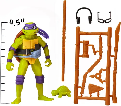 Vista 3 de Teenage Mutant Ninja Turtles: Mutant Mayhem - Figura de acción básica de Donatello de 4.5 pulgadas por Playmates Toys