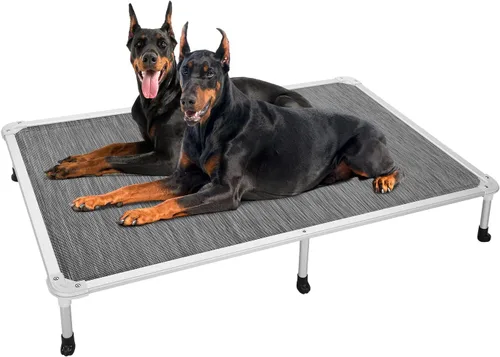 Vista 9 de Veehoo Cama elevada para perros a prueba de mordidas - Cuna elevada refrescante para mascotas - Marco de aluminio plateado y tela de malla