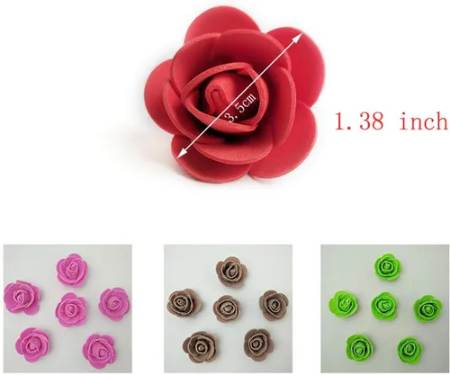Vista 5 de 500 piezas de mini cabezas de rosas artificiales de espuma de polietileno, flores artificiales hechas a mano, ramo de novia de boda, decoración