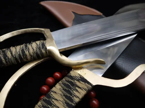 Vista 6 de Chinese Wing Chun - Espadas de mariposa Bart Cham Dao - Cuchillas de acero inoxidable hechas a mano con funda de cuero, accesorios de latón