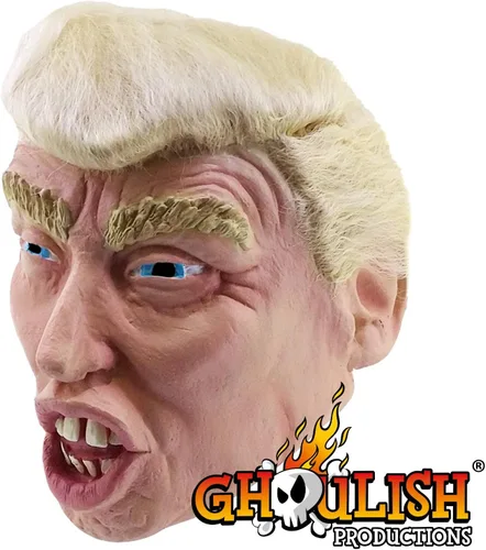 Vista 19 de Máscara de Halloween Trump con cabello para adultos, Beige