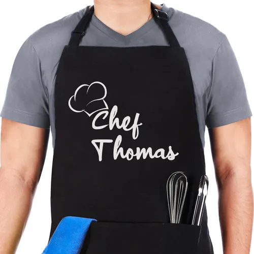 Vista 6 de Delantal personalizado 2025, delantal de cocina personalizado para hombres y mujeres, regalo de cumpleaños, chef, regalo único para amigos