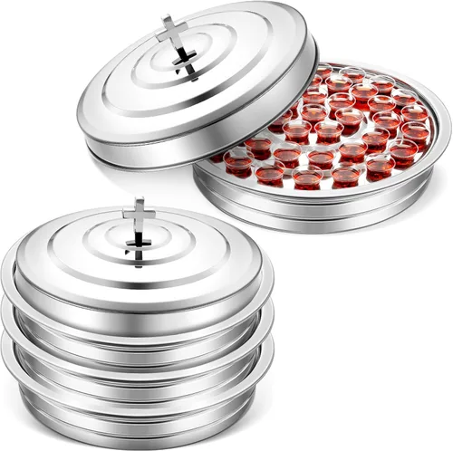 Vista 8 de Jingmore Communion Ware - 3 bandejas para servir vino santo con 1 cubierta, suministros de comunión de acero inoxidable, bandejas plateadas