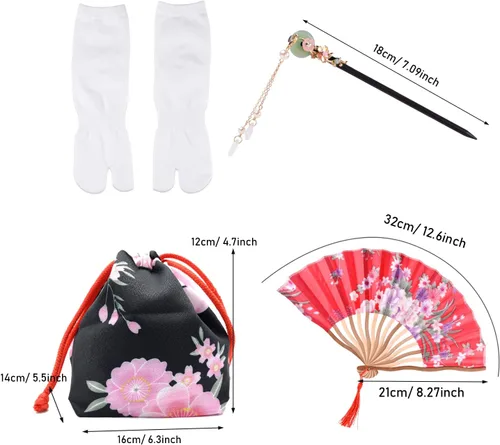 Vista 6 de PLULON 5 piezas bata japonesa Geisha Yukata vestido flor satén albornoz