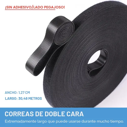 Vista 2 de Rollo de gancho y bucle de 1/2 pulgadas x 100 pies Tiras de doble cara, correas autoadhesivas Sujetadores reutilizables multiusos para el hogar